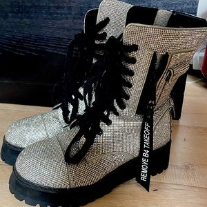 Dolls Kills Limited Edition Bling Combat Boots Size 7